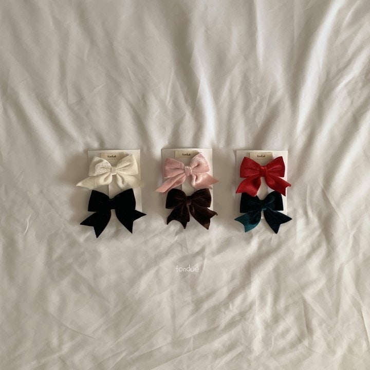 Fondue - Korean Baby Fashion - #smilingbaby - Velvet Ribbon Hairpin - 6