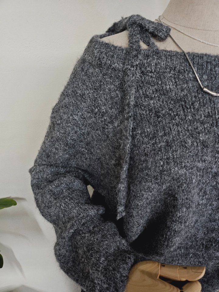 Gram - Korean Women Fashion - #momslook - Wool Love Shoulder Strap Knit - 11