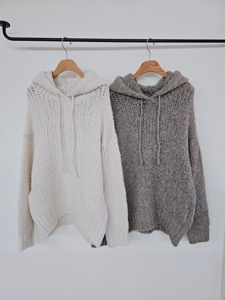 Gram - Korean Women Fashion - #womensfashion - Soft Wool Hood Knit