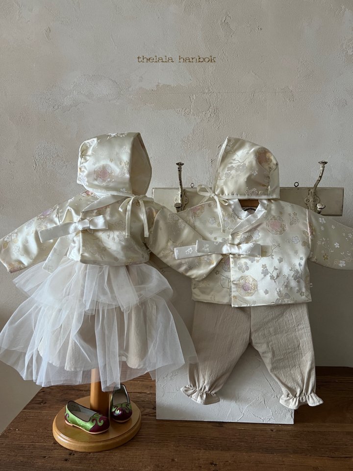 Lala - Korean Baby Fashion - #onlinebabyshop - Kids Silky Girl Hanbok Bonnet Set - 4