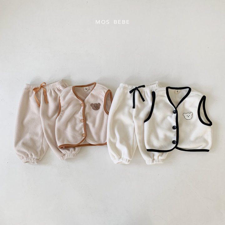 Mos Bebe - Korean Baby Fashion - #babyoutfit - Soft Vest Pants Set