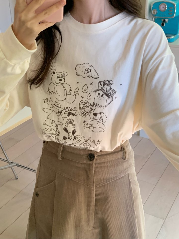 Our Moment - Korean Women Fashion - #romanticstyle - Peach Animal Tee