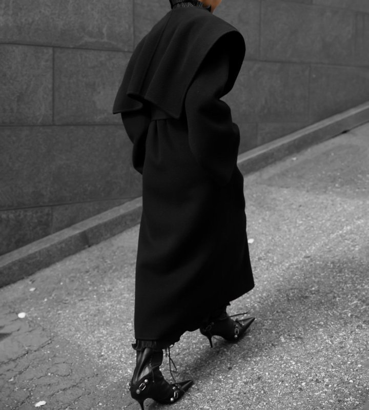 Paper Moon - Korean Women Fashion - #momslook - Long Hair Wool Oversized Sailor Collar Belted Handmade Coat - 6