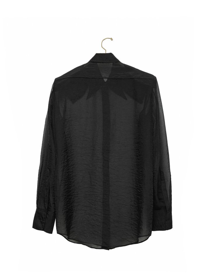 Paper Moon - Korean Women Fashion - #momslook - Silk Organza Padded Shoulder Sharp Collar Button Down Shirt - 7