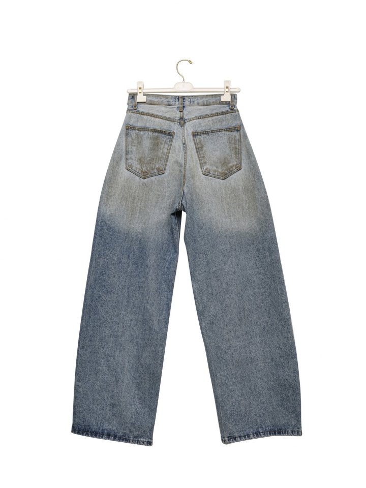 Paper Moon - Korean Women Fashion - #womensfashion - Dusty Mud Washed Wide Denim Trousers - 4