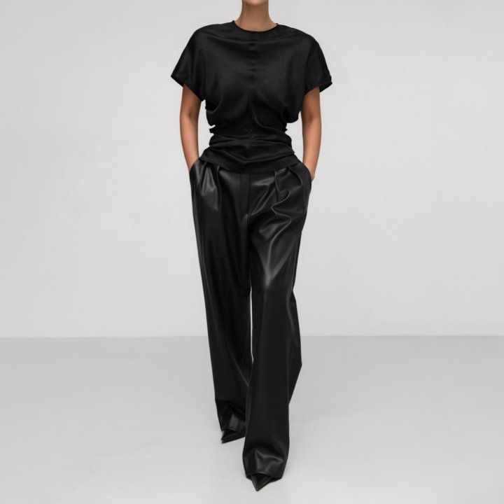 Paper Moon - Korean Women Fashion - #womensfashion - Satin Waist Wrinkle Point Blouse - 3