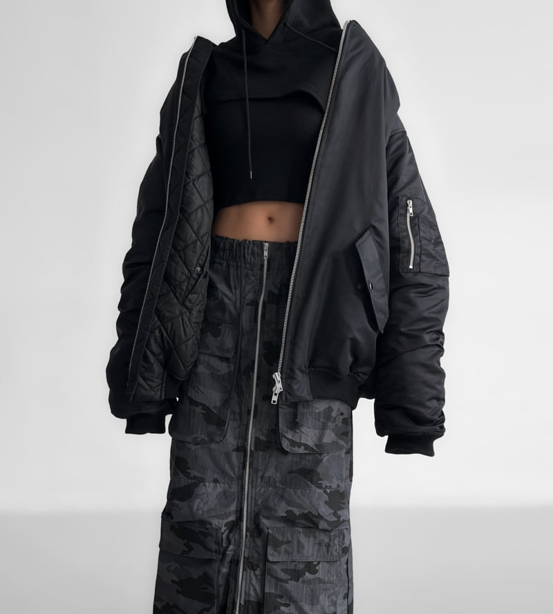Paper Moon - Korean Women Fashion - #womensfashion - Super Oversized Two Way Zipper MA-1 Bomber Jacket - 6