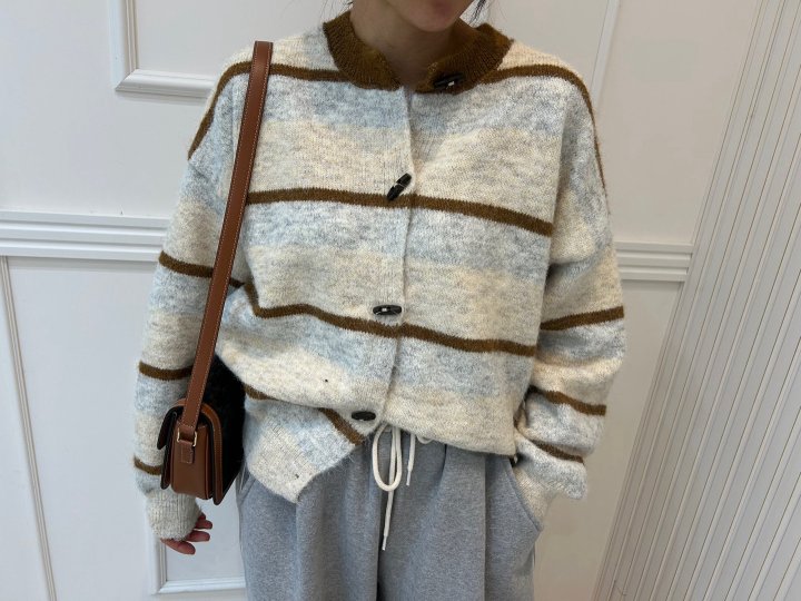 Pearls room - Korean Women Fashion - #momslook - Stripe Cardigan - 7