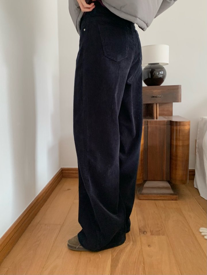 Pomelo - Korean Women Fashion - #momslook - Joy Corduroy Wide Denim Pants - 4