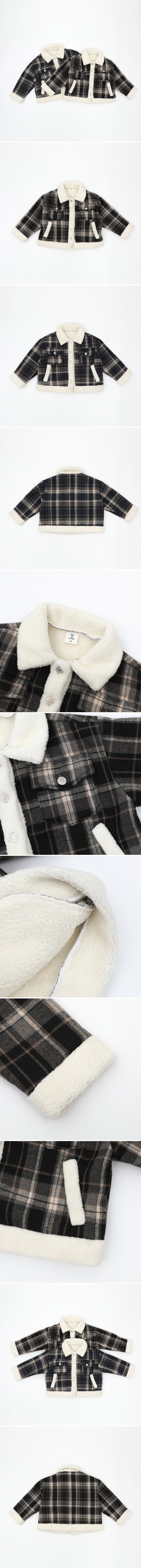 Sol At Luna - Korean Children Fashion - #littlefashionista - Check Fleece Jacket