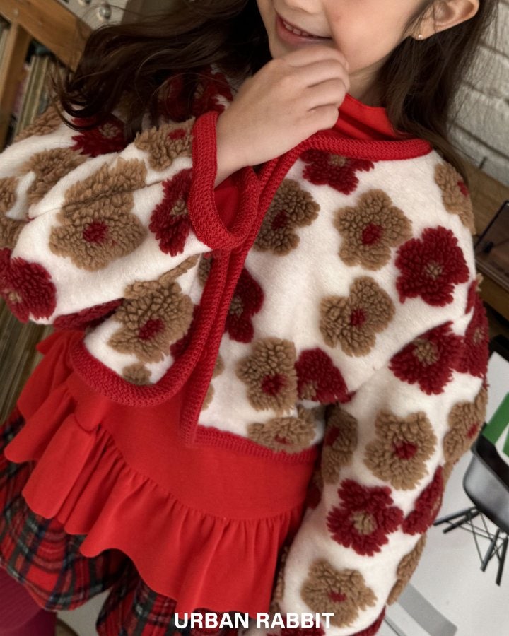 Urban Rabbit - Korean Children Fashion - #kidzfashiontrend - Pom Flower Cardigan - 5