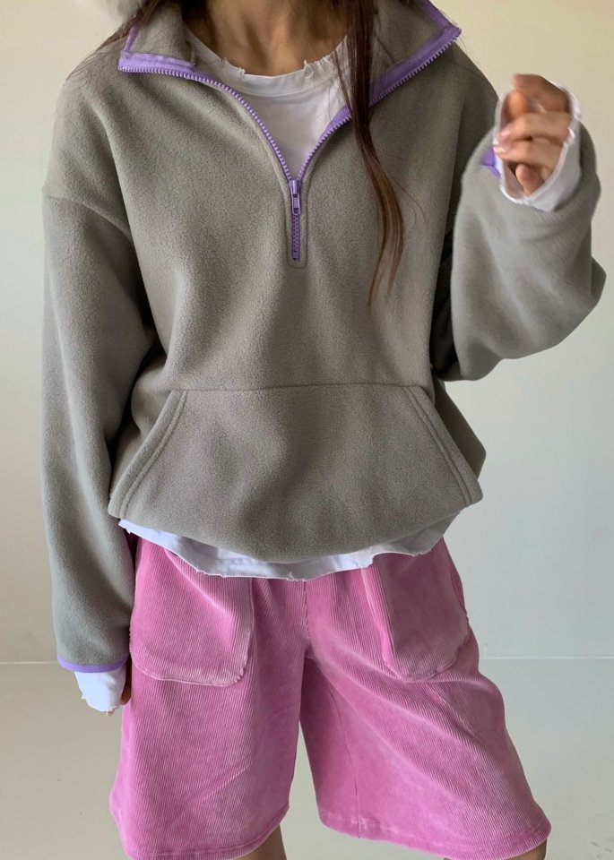 Via - Korean Women Fashion - #momslook - Band Half-zip Sweatshirts - 12