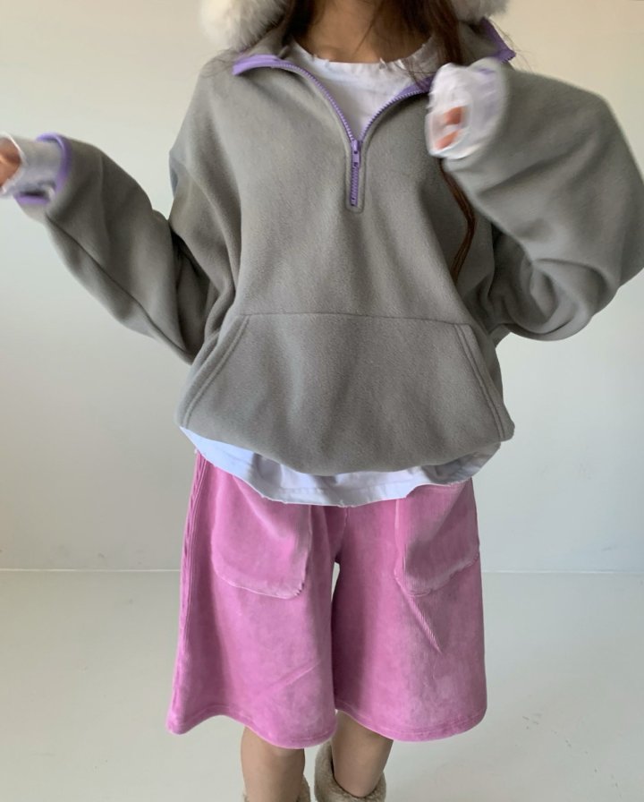 Via - Korean Women Fashion - #momslook - Band Half-zip Sweatshirts - 8
